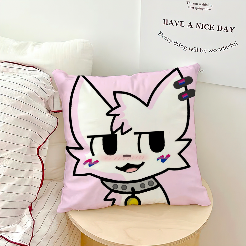 Cute Boykisser Cat Silly cushion cover For Pillow Case Sofa Bedroom Living Room Office Bedside Table Backrest Printing Square: See below for size descriptions / Beige