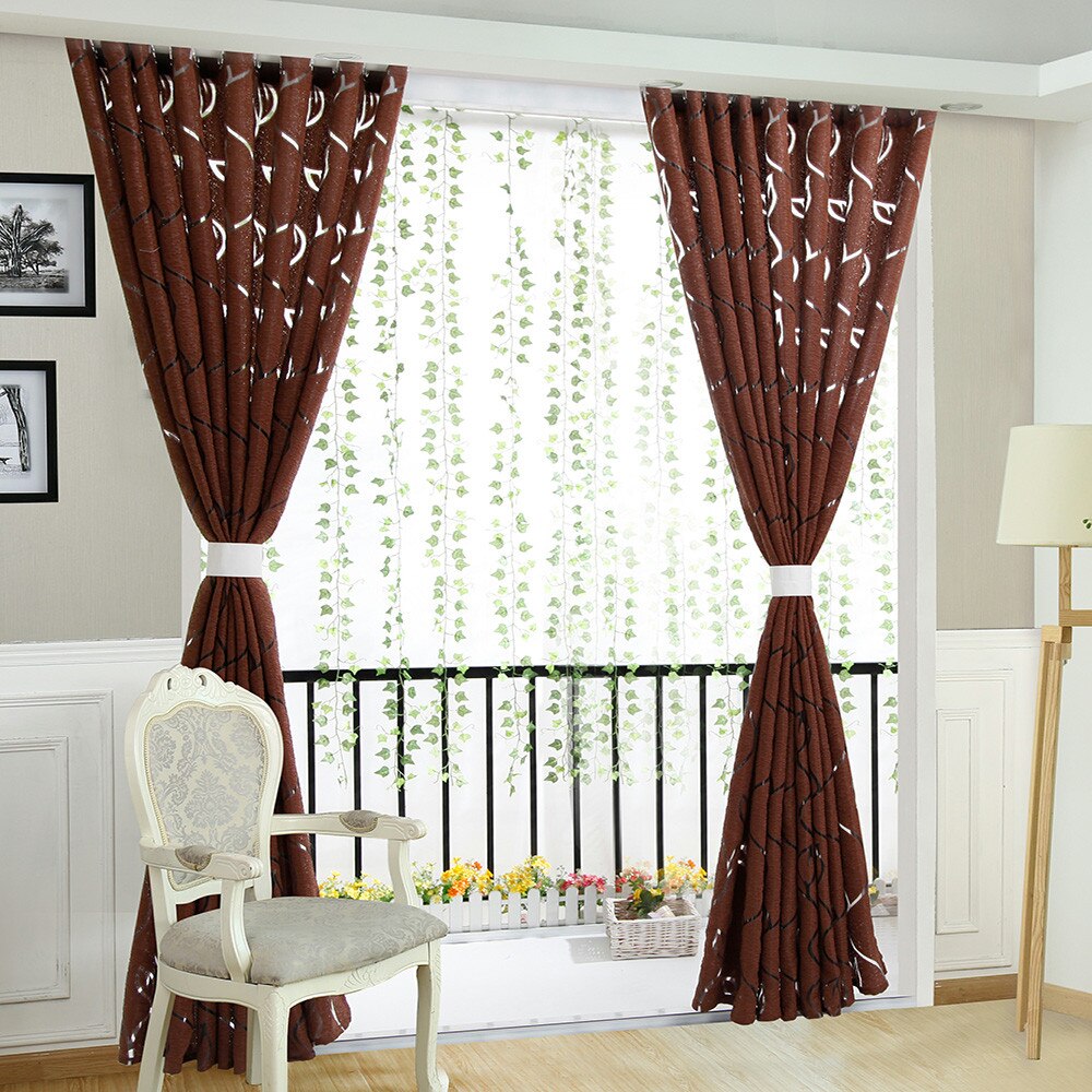 1 PCS Vines Leaves Tulle Door Window Curtain Drape Panel Sheer Scarf Valances Living room curtains with curtains in the kitchen