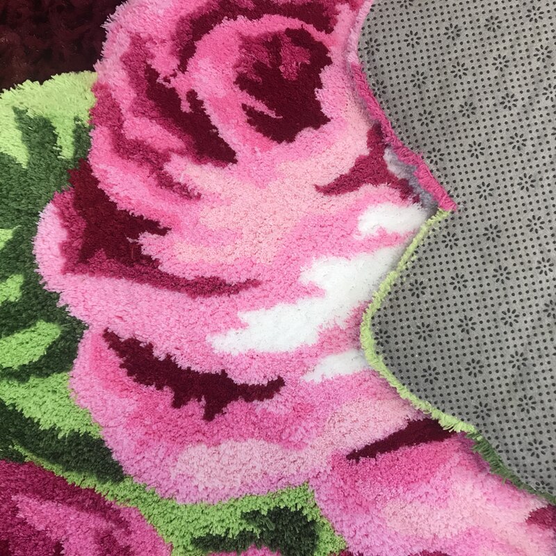 3D red rose carpet for bathroom rug for bethroom l... Grandado