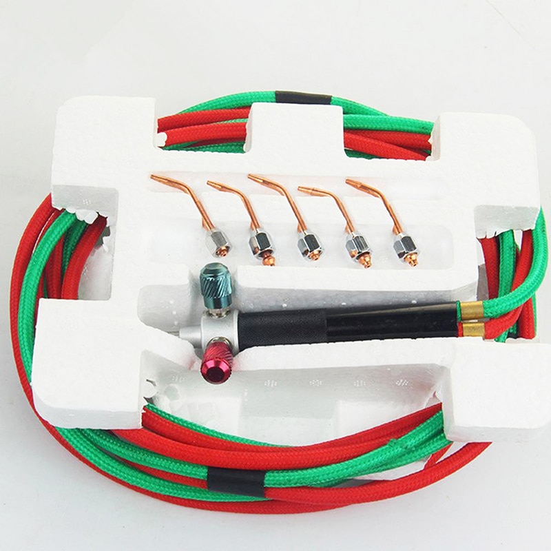 Welding Torch Kit with 5 Tips Small Welding Soldering Oxygen Acetylene Gun Jewelry Welding Machine Propane Torch