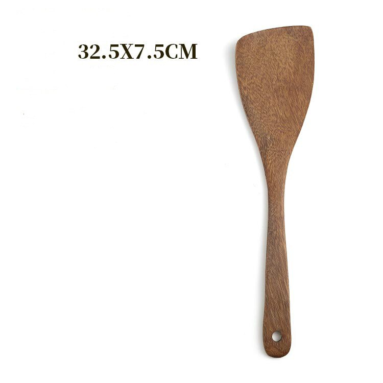 Wood Kitchenware Nonstick Wing Wood Cookware Set shovel Colander Spatula Spoon Cooking Set Kitchen Utensil: Light Yellow