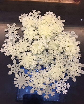 50 stücke Leuchtende Schneeflocken Zauberstab Aufkleber Winter Gefrorene Party DIY Ornamente Weihnachten Dekorationen für Heimat Navidad Gefälschte Schnee Dekor: Gelb