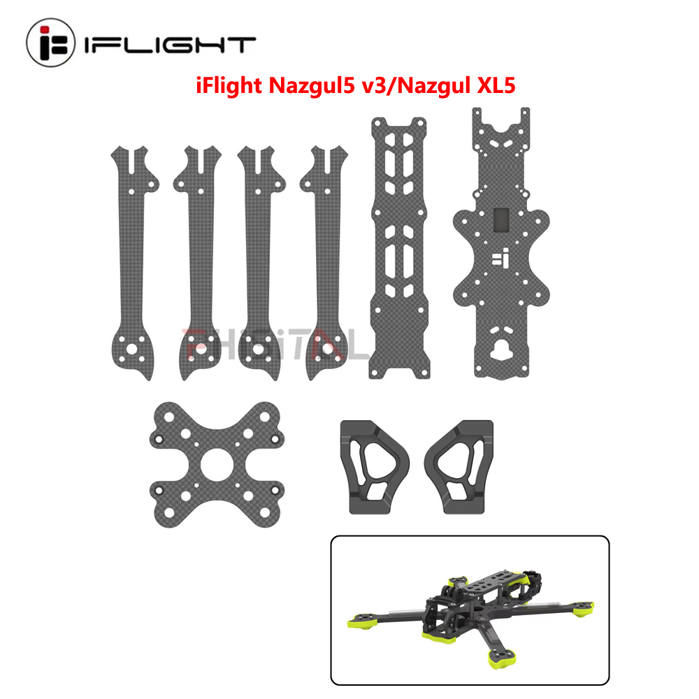 Original iFlight Nazgul5 V3/Nazgul XL5 ECO FPV Frame Replacement Part for camera side plates/middle/top plate/bottom plate/arms