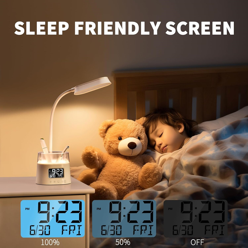 Schreibtischlampe mit stifthalter, stimmungsvolles nachtlicht in verschiedenen farben, leselampe mit schwanenhals, rgb-nachtlicht/schreibtischlampe