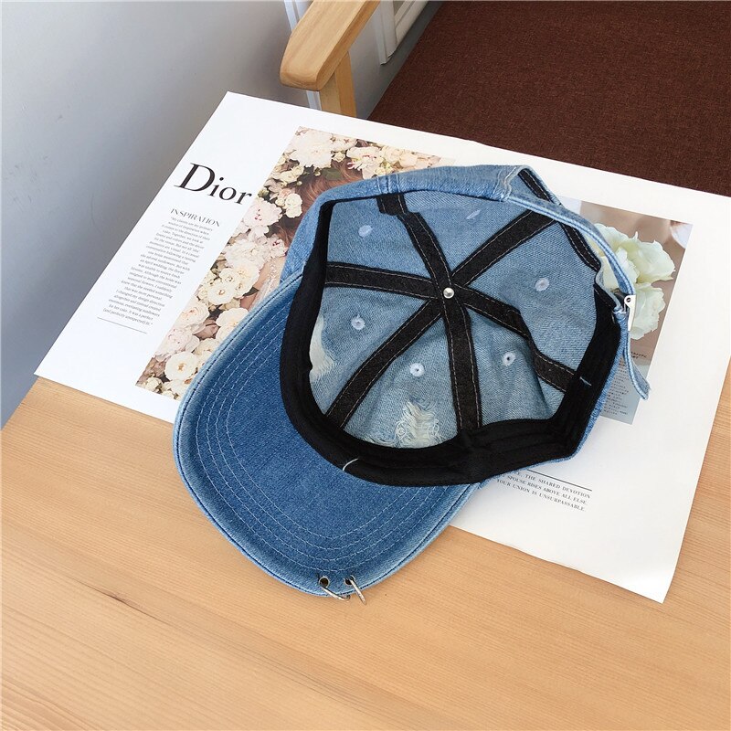 Vrouwen Punk Gewassen Katoen Ripped Sport Hoed Lente Mannen Vrouwelijke Casual Hip Hop Ring Verontruste Baseball Cap Snapback Hoeden