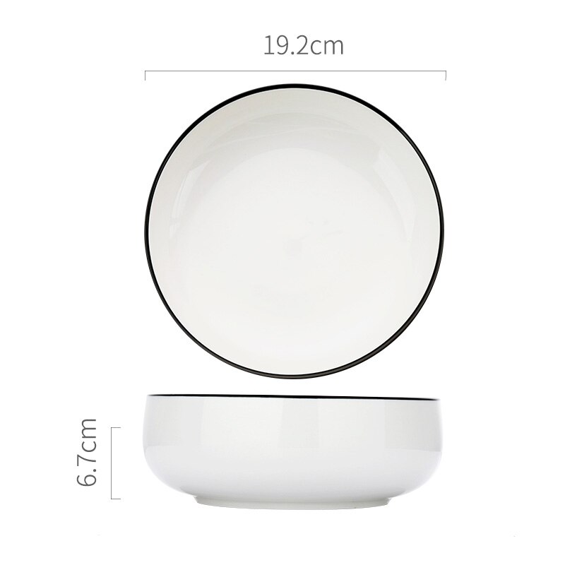 Płyta ceramiczna stek talerz styl skandynawski czarne obramowanie zastawa stołowa miska ins talerze obiadowe wysokiej klasy porcelanowa zastawa stołowa: 8 cal Bowl