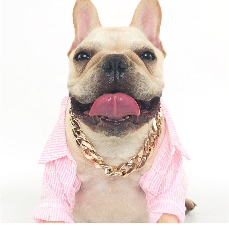 Mode Hond Ketting Halsbanden Kleine Hond Snack Keten Teddy Franse Bulldog Ketting Zilveren/Gouden Huisdier Accessoires Honden Kraag