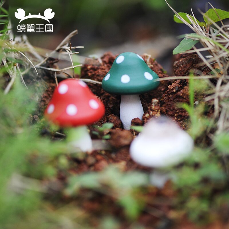 6 stücke Mini Mehrfarbig holz Pilz Modelle Nette Miniaturen Pilz Hause sehr klein Garten tisch Dekoration Mikro Landschaft Miniascape
