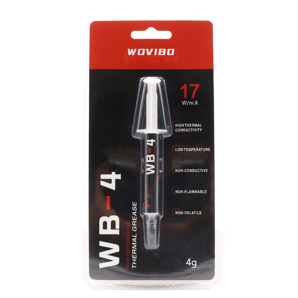 Wovibo-pasta térmica WB-4 WB 4 4g 1g 17 w/m-k para CPU, disipador de calor para impresora GPU, Enfriador de refrigeración, compuesto de grasa térmica de silicona