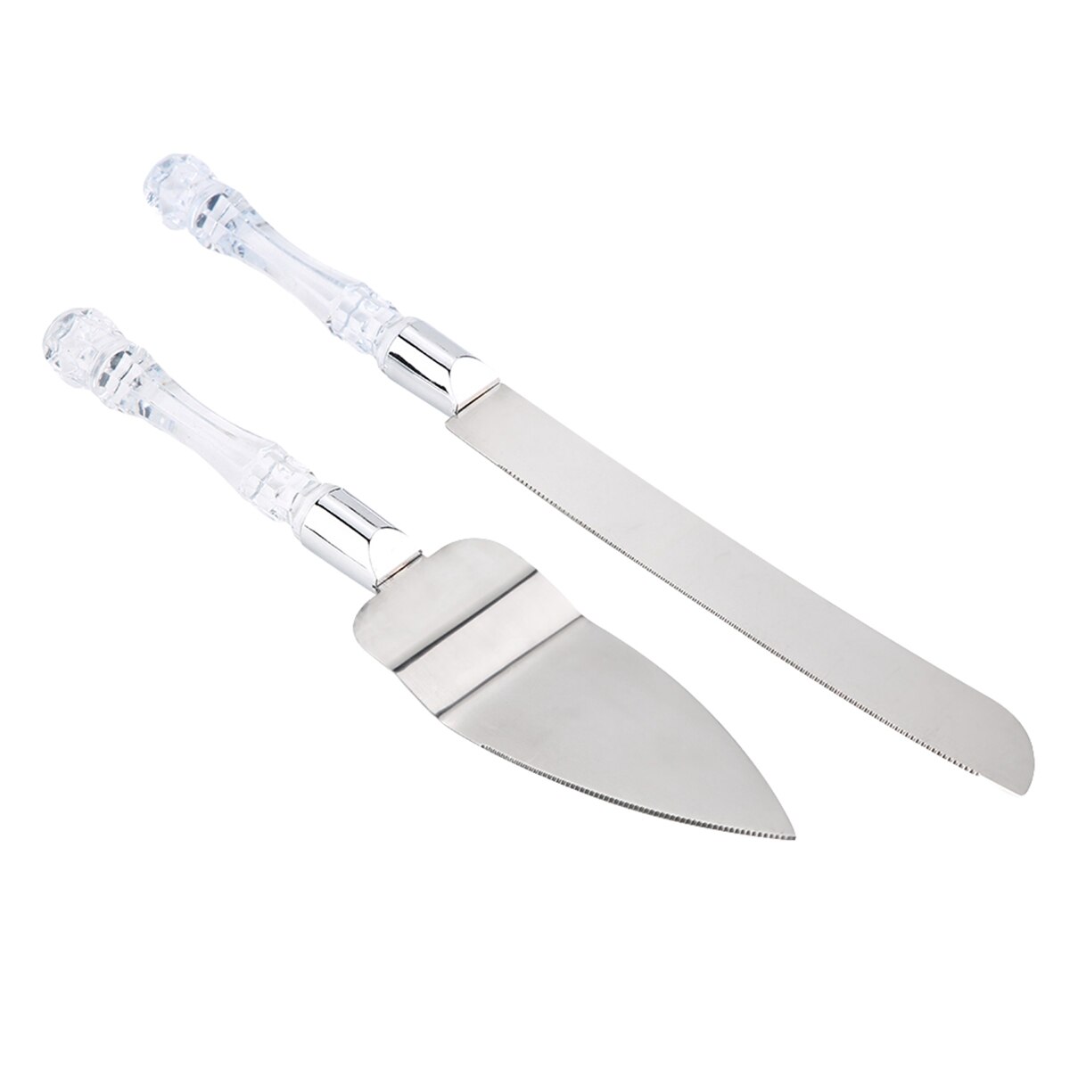 2 Stuks Rvs Cake Schop Cutter Mes Set Bruiloft Taart Spatel Bakken Keuken Tool Cake Mes