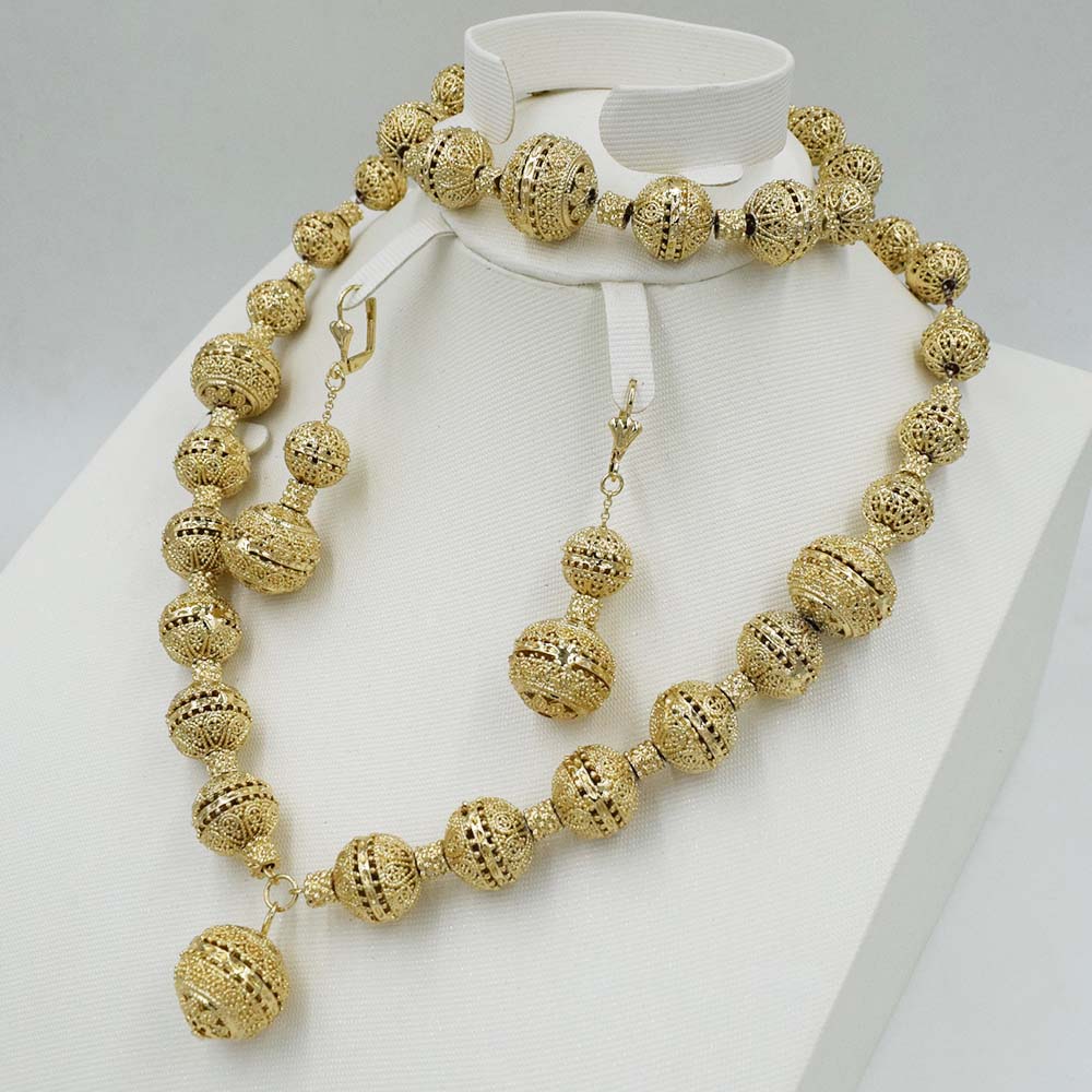 nupcial conjunto de joyería africana de collar femenino pendientes pulsera de viaje conjunto de joyas de oro