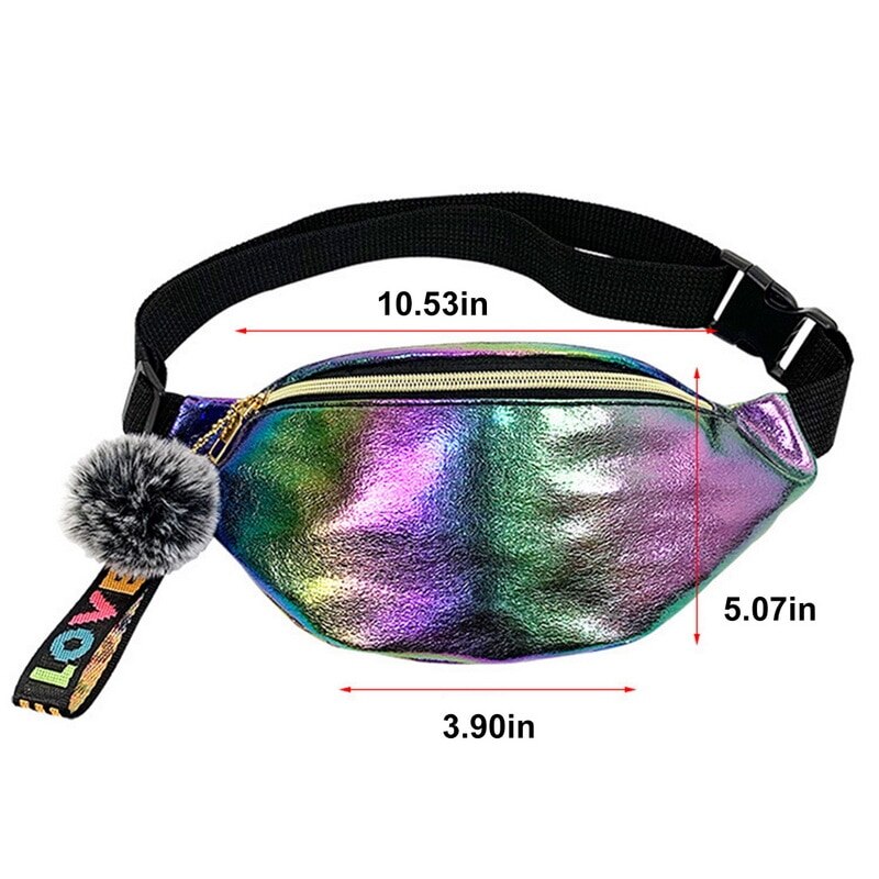 Cool Sequins Printing Waist Bag For Woman Fanny Pack Girls Shoulder Belt Bags Kids Waist Packs Glitter Phone Pouch