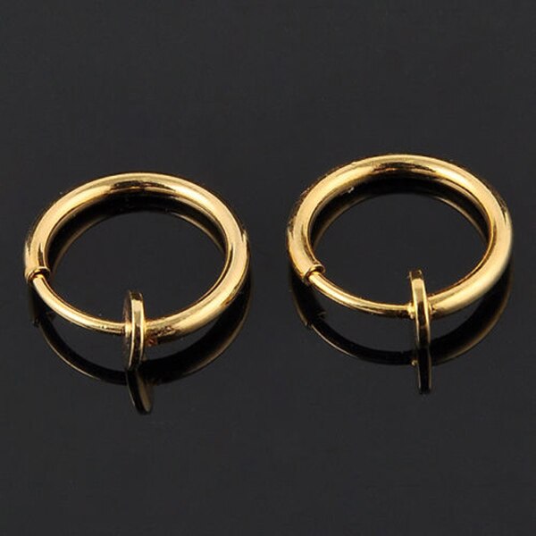 LNRRABC 2pcs Invisible No Ear Hole Earrings Clip Nose Ring Belly Button Ring For Unisex Punk Wind Jewelry Accessories: Gold