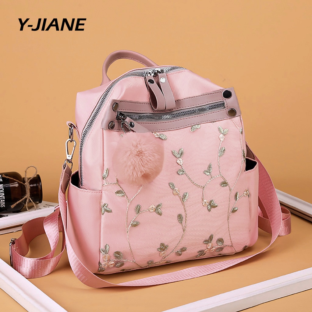 Women's Embroidery Backpack Luxury Multi-funtion Bag Casual Cute Shoulder Bag Girls Retro Bosla#G3