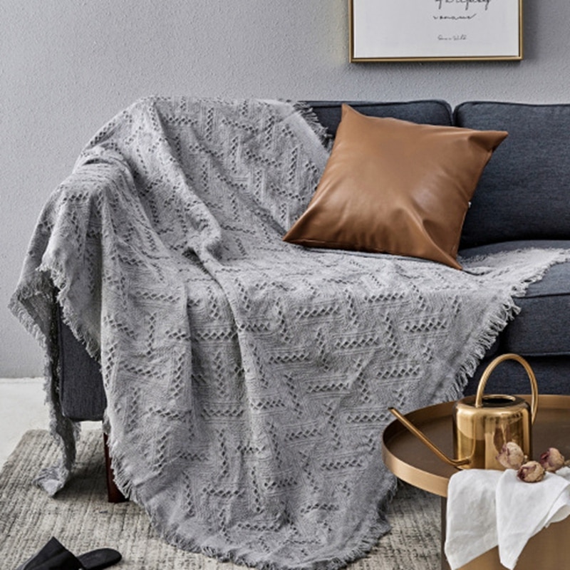 Grå plaid sofa håndklæde sofa tæppe stof stof støvbetræk