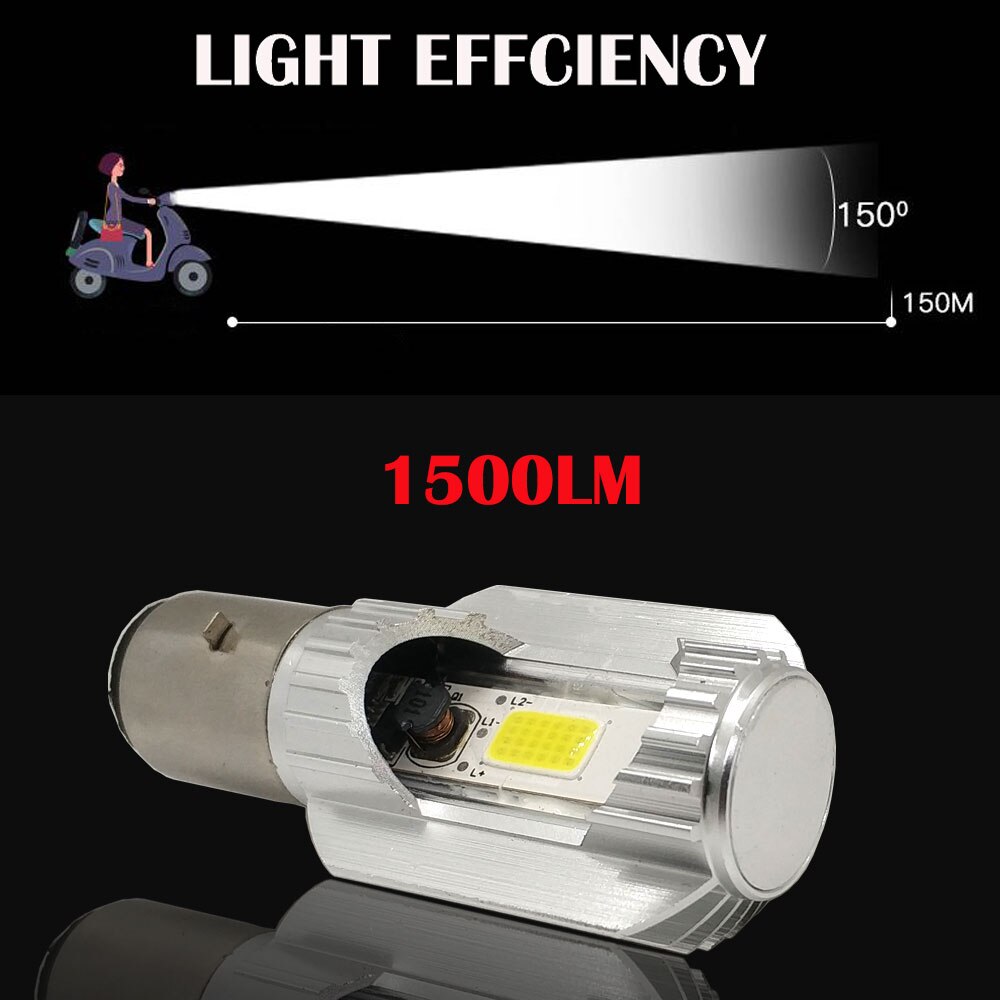 Motorfiets Led Koplamp H4 12W Cob Led Licht Voor Atv H6 BA20D Scooter Motor Mistlamp Moto Hoofd Koplamp 6500K