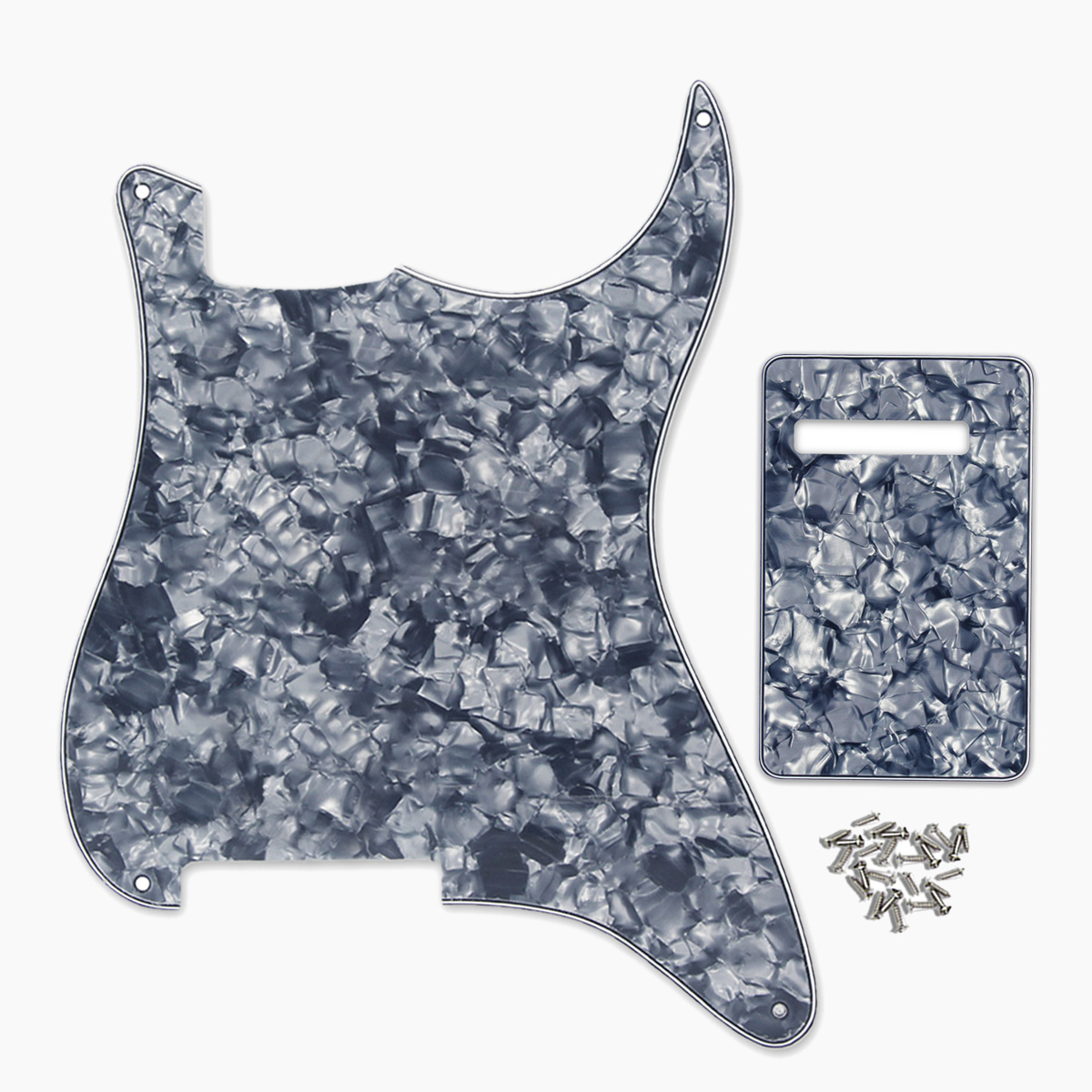 Floror – ensemble de 4 pièces de guitare électrique, matériel vierge, plaque à gratter, plaque arrière et vis, bricolage: Grey Pearl