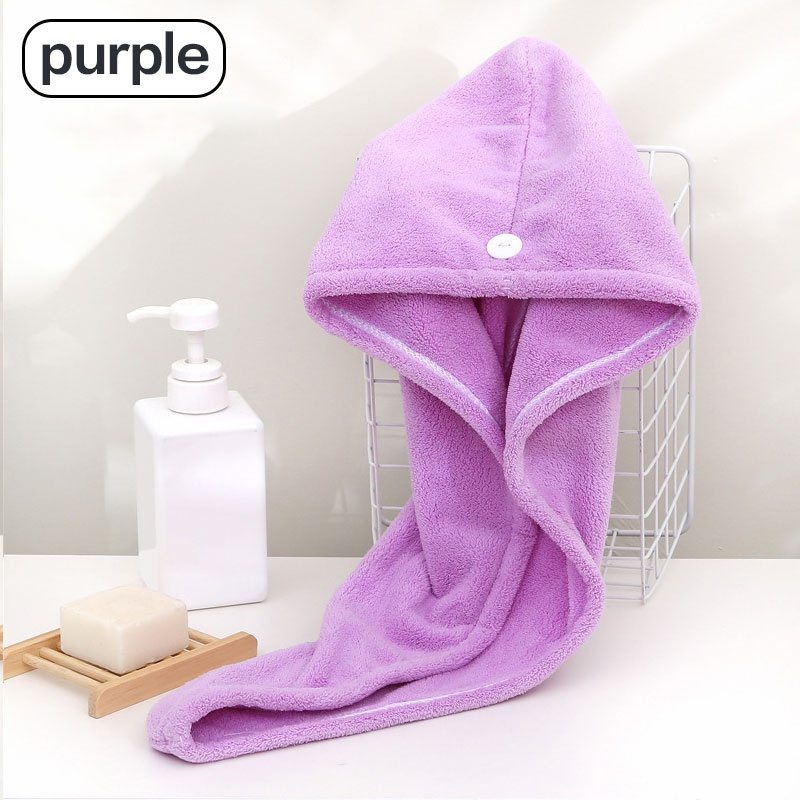 Hair Towel Wrap Fast Dry Hair Towel Super Absorbent Microfiber Coral Velvet Hair Drying Towel Quick Dry Hair Turban: PURPLE