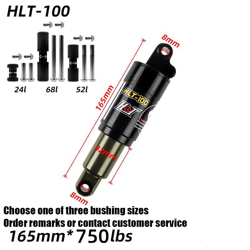HLT-100 Bicycle Rear Shocks Fastace 125/150/165/185mm 850/1000 lbs Aluminum Alloy Oil Spring Shock for e-bike Snow Mountain Bike: 165mm 750lbs