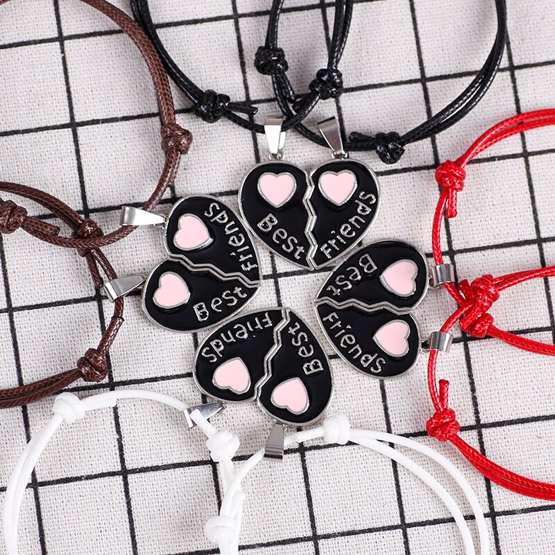Beste vriend armband eenvoudig bohemian stijl roze hart hanger bff vriendschapssieraden veelkleurig optioneel
