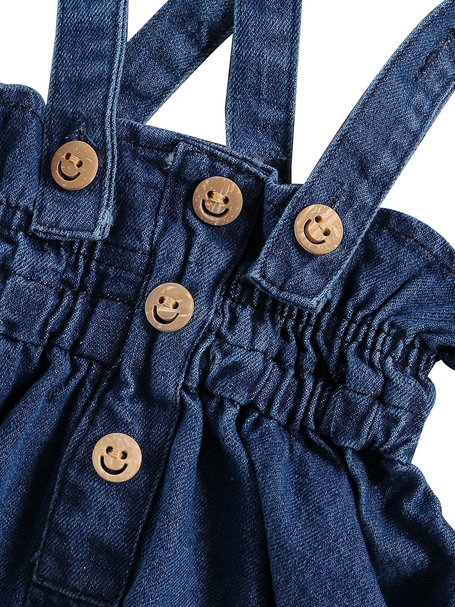 Meisjes Dubbele Kanten Kraag Denim Jarretel Set, Effen Kleur Top Rok En Denim Jarretel Jas Set