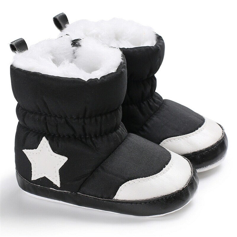 Baby Kids Furry Winter Warm Winter Snowboots Booties Water-Proof Sneakers Meisjes Jongens Martin Laarzen Crib Schoenen Prewalkers 0-18M: Black / 13-18 months