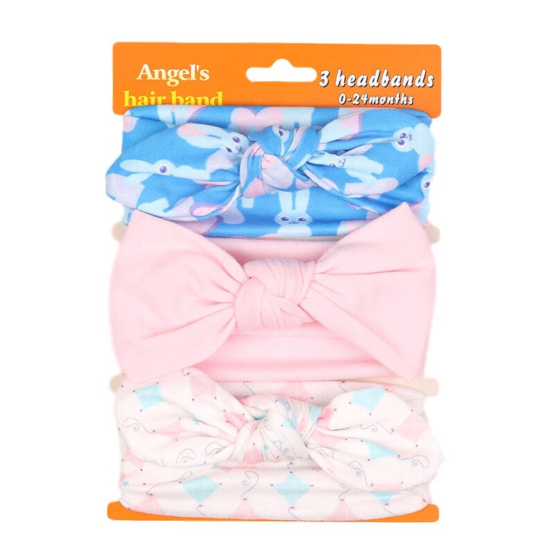 Children's Hair Ornaments Set 61158 Women's Cute Baby Cotton Bow Headband 3 Pairs/pack Red Elastic Headband: 2