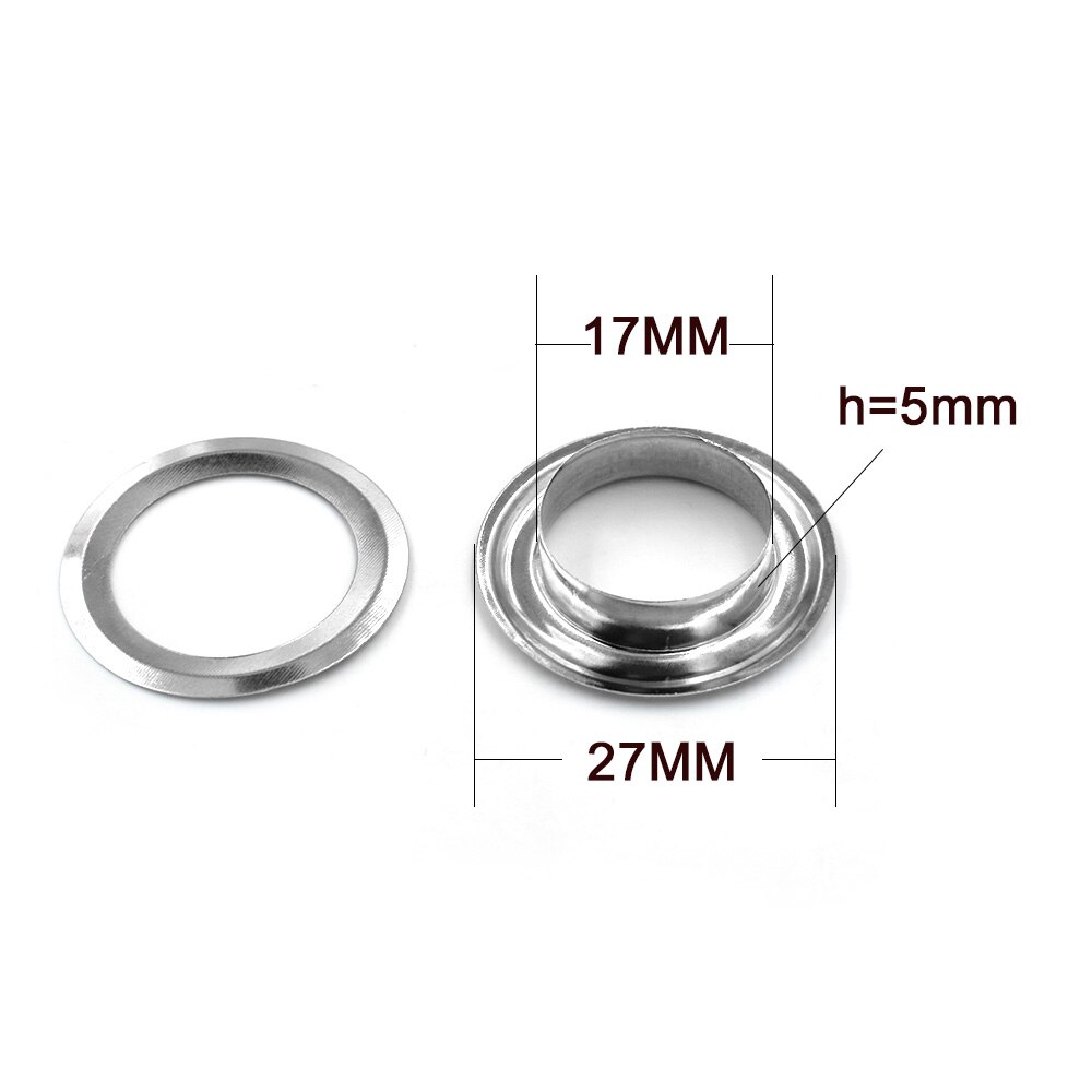 50 sets/zak. 1700 # binnendiameter 17mm oogjes. metalen gat. metalen touw gat. knop. Mold. knop gereedschap. Snaps
