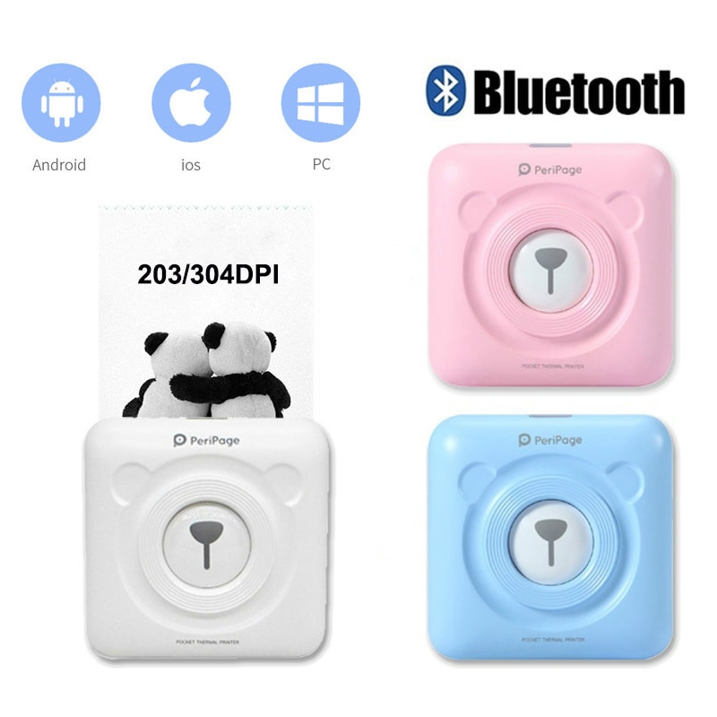 PeriPage A6 Pocket Printer Portable Thermal Bluetooth Printer 203/304 DPI Photo Printer for Android iOS PC Label Maker Machine