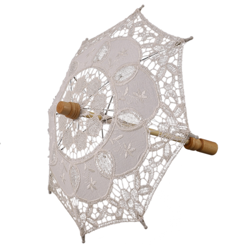 12 Inch Mini Vintage Wood Embroidery Cotton Lace Parasol Umbrella Wedding Umbrella So Small for Wedding Photo Props Kids Gi