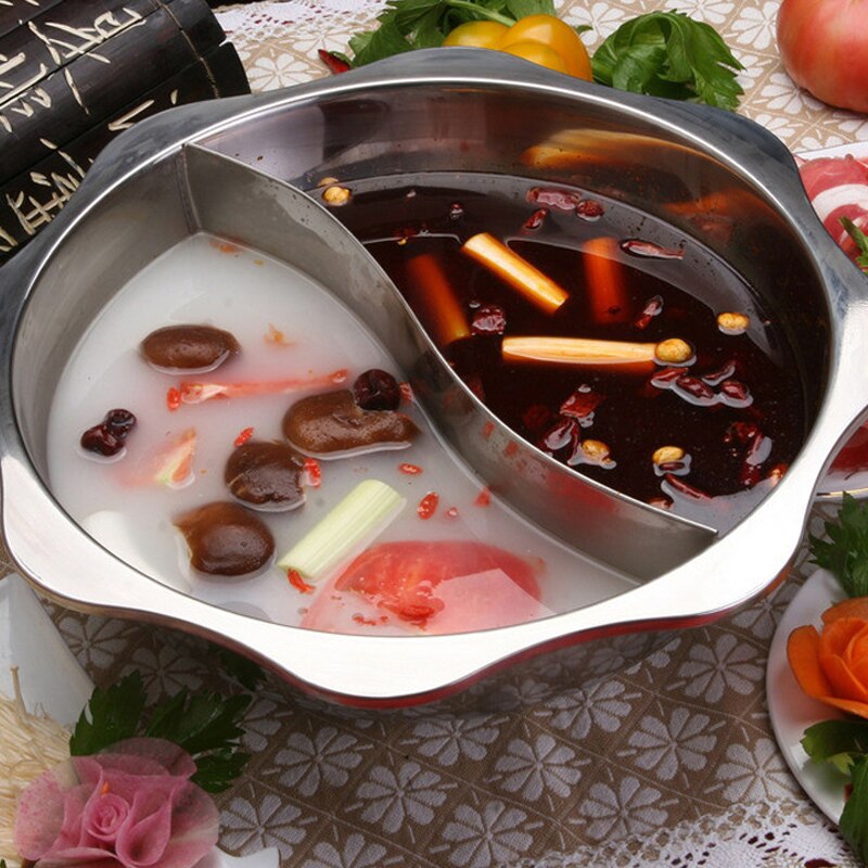 Chongqing chinois épaissi de 28 à 36cm, bol de frottement en acier inoxydable, cuiseur à induction, marmite chaude, soupe mongole, marmite à feu