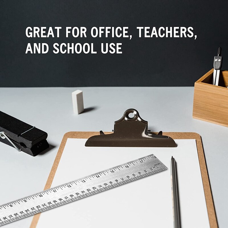 Metal Ruler -Precision Ruler 18 Inch - 3 Stainless Steel Ruler, Cork Backed Ruler Flexible Metal Rulers -Inch And Metric