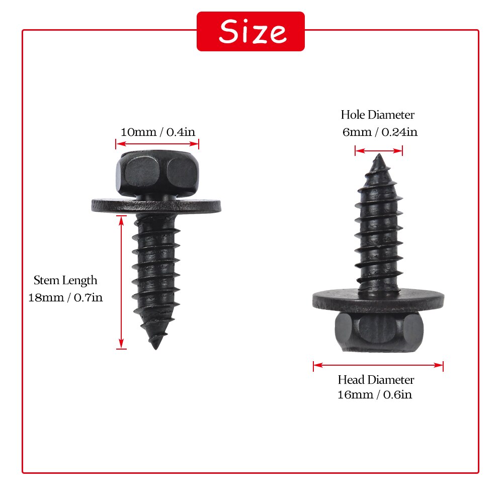 Yourkar 10 Pernos De Tornillo De Revestimiento De Guardabarros, Pernos De Tornillo De Cabeza Hexagonal 90159-60498, Retenedores De Pernos De Parachoques Para Camry, Tundra Highlander, RAV4, Tacoma