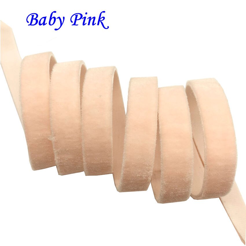 50 yard 3/8 " 10mm bredde multifarver muligheder fløjl elastisk bånd velour bånd pandebånd hårbånd tilbehør hvid blonde stof: Baby lyserød