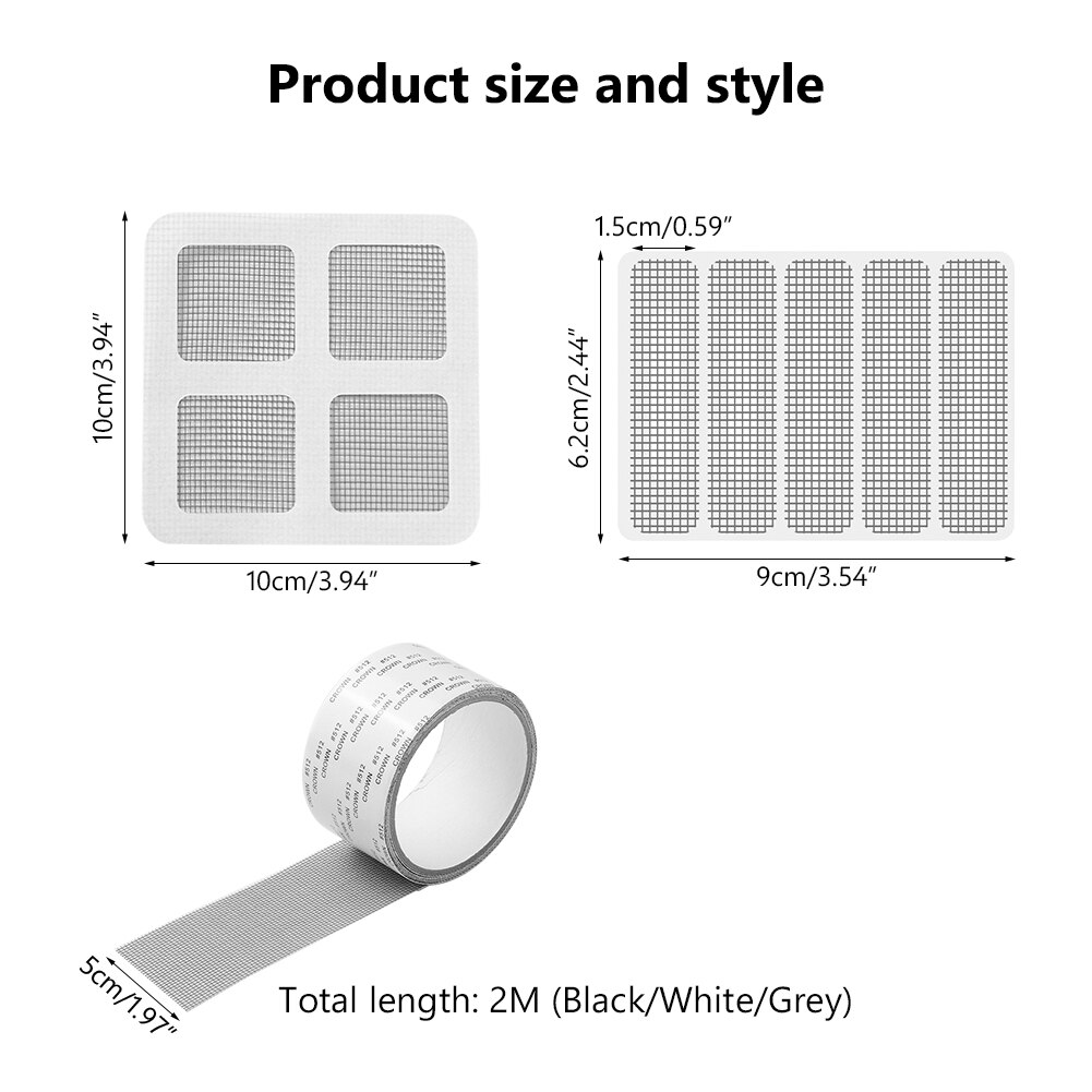 Window Screen Repair Patch Adhesive Mesh Hole Repair Tape Roll Anti Mosquito Fly Bug Insect Wall Patch Stickers Mesh Window