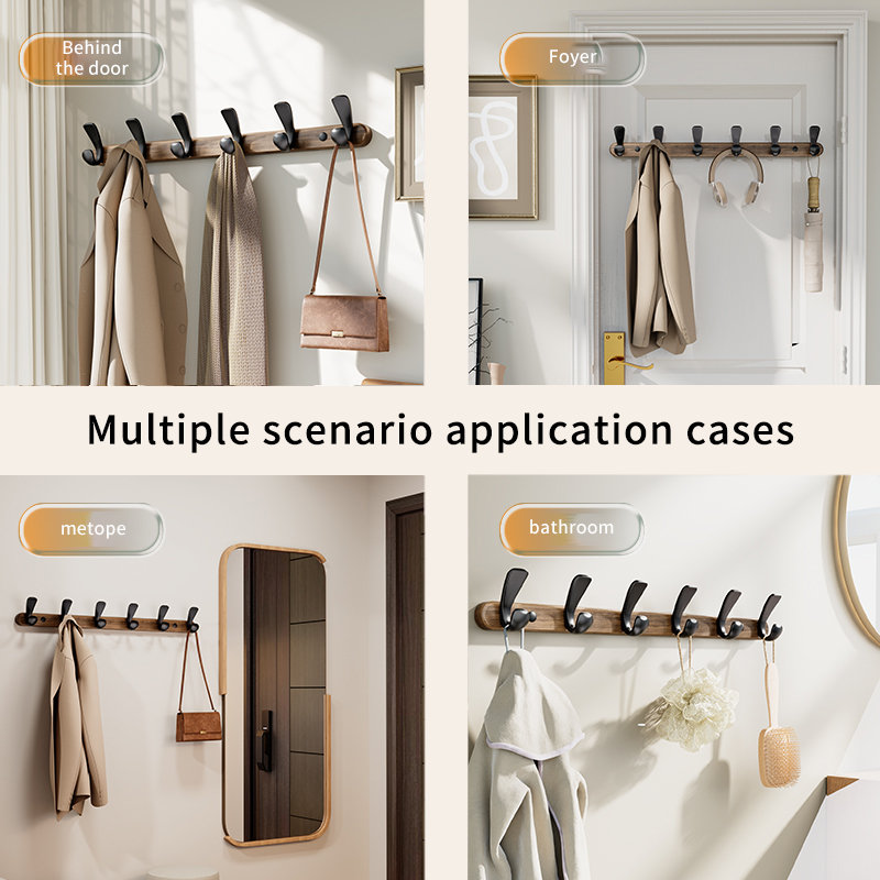 Ganchos para batas de nogal, decoración del hogar, ganchos de madera para ropa, montaje en pared, colgador de bolsas, organización del baño, estilo