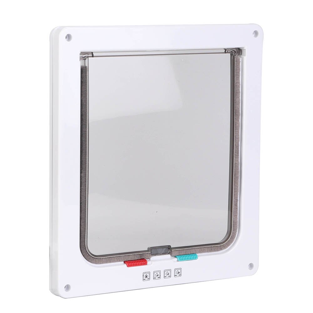 Flap door for cat dogs 4-way with key lock Waterproof pet doors screen ABS controllable acrylic switch Pet door