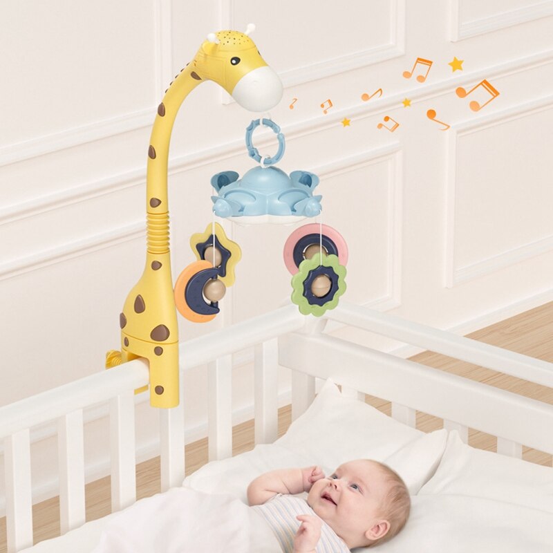 Crepitio del bambino mobile musica scatola Luce di Notte Rotazione di 360 ° di Rotazione Flessibile mobile Appena nato Che Dorme Letto Giocattoli bambino Sonaglio
