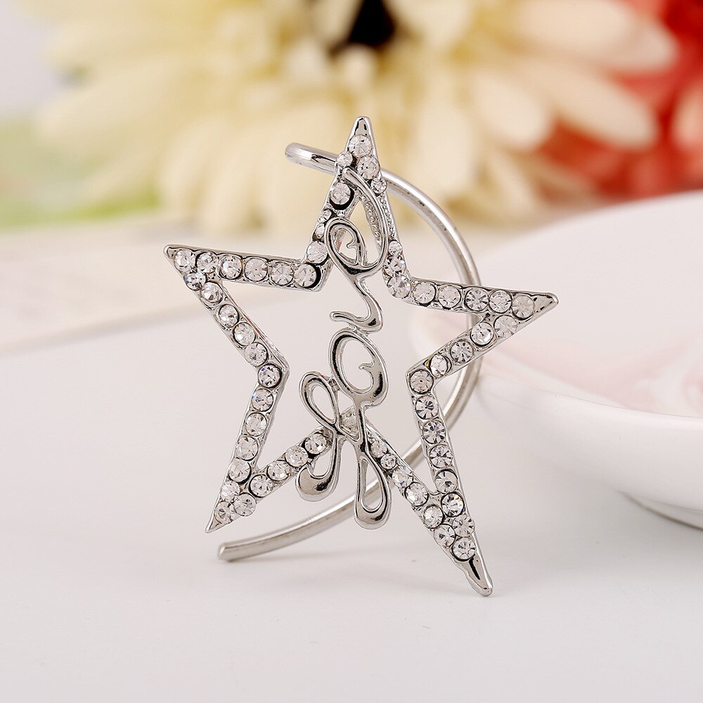 LUKENI 10pcs/lot Jewelry Rhinestone Earrings Punk Star Love Ear Cuff Earring Jackets no Pierced For Women EJ026