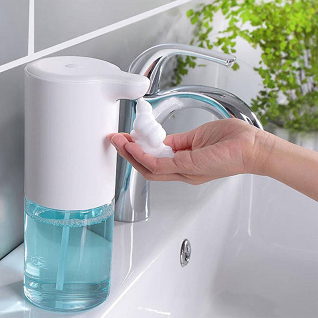 350ml berøringsfri automatisk sæbedispenser usb opladning smart skum maskine infrarød sensor