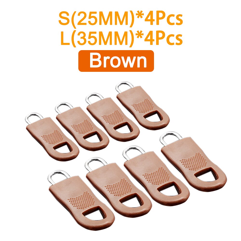 Tirette de remplacement, 8 pièces, tirette de fermeture éclair, étiquette de corde, fixateur de fermeture éclair, boucle cassée, sac à languette, valise, sac à dos, tente: 8PCS-Brown-SL