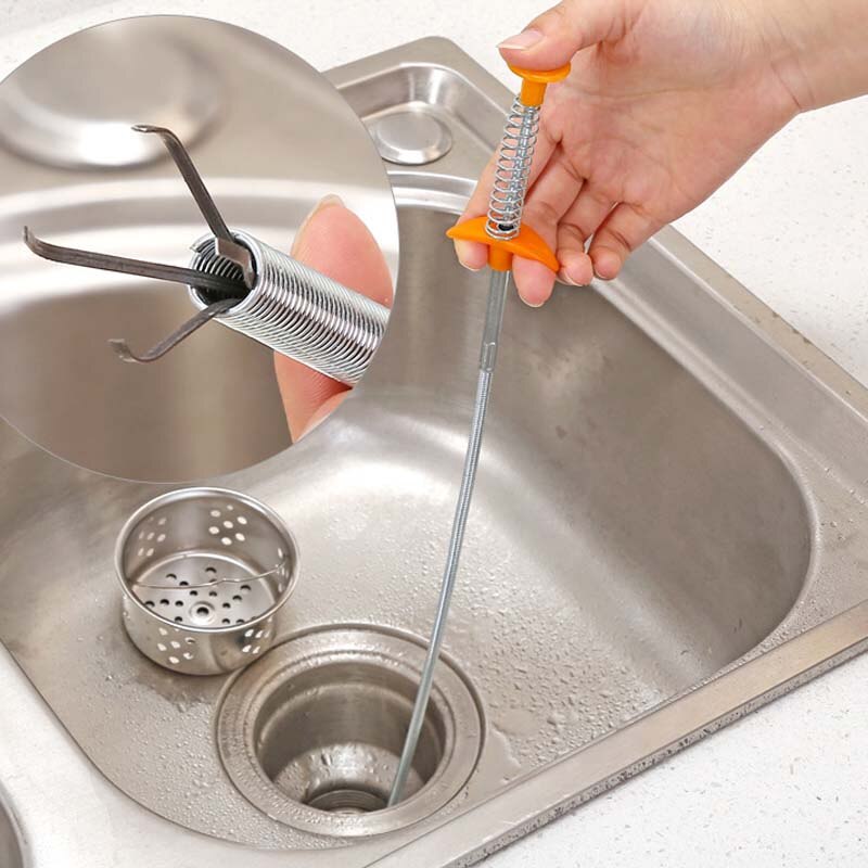 60/90cm Spring Pipe Dredging Tool Flexible Grabber Pickup Snake Cable Aid Grab TrashA Drain Auger Unclog Hair Drains Sink Toilet