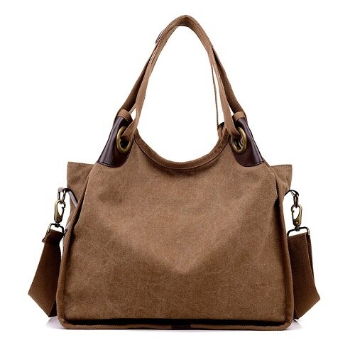 Weibliche Leinwand Tote Frauen Handtasche Frau Schulter Taschen Hobos Bolsa Feminina Große Kapazität Handtaschen Bolsos Mujer Sac: Brown