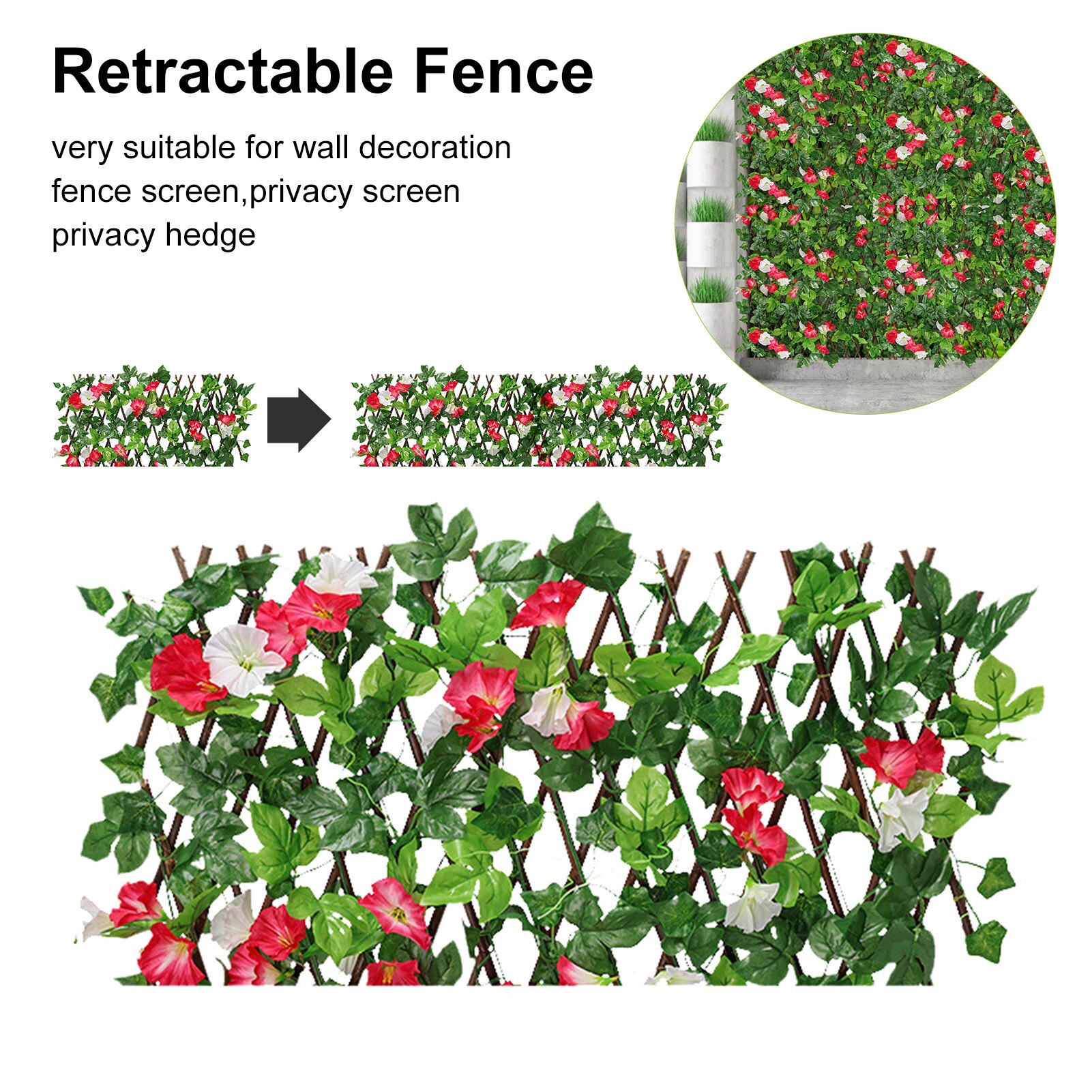 Retractable Artificial Wooden Fence Privacy Fence Garden Hedge Leaf Net Wooden Home Restaurants Wall Decoration