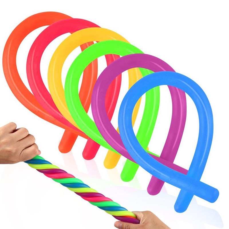 1/ 5Pcs/lot Soft Rubber Noodle Elastic Rope Toys Stretch String Decompression Toy Stretchy String Fidget Relief Stress Vent Toys: 5 Pcs Random
