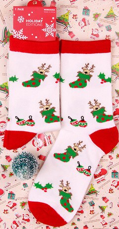 2020 novos Chegada das Mulheres Meias Curtas Bonito Elk e Papai Noel Socks Meias de Algodão Crew Socks Para As Mulheres Natal meias: 012