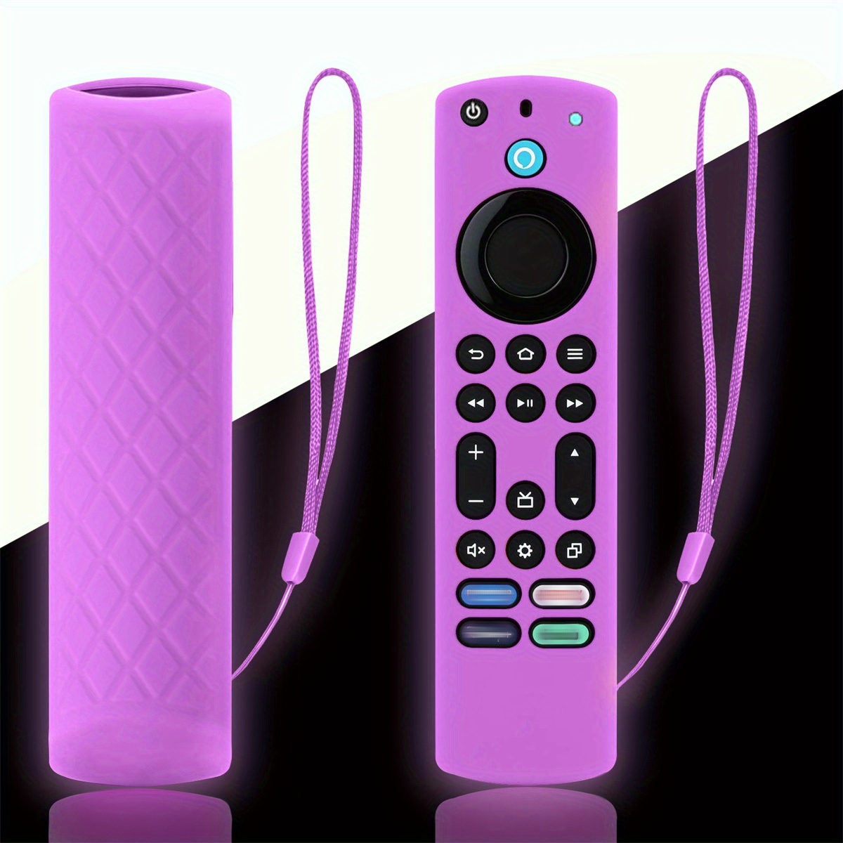  Silicone Remote Case Glow in The Dark for Firetv 4K Max (2nd)/Insignia/Pioneer/Omni (QLED) Series with Lanyard, Lightweight Ant: PURPLE