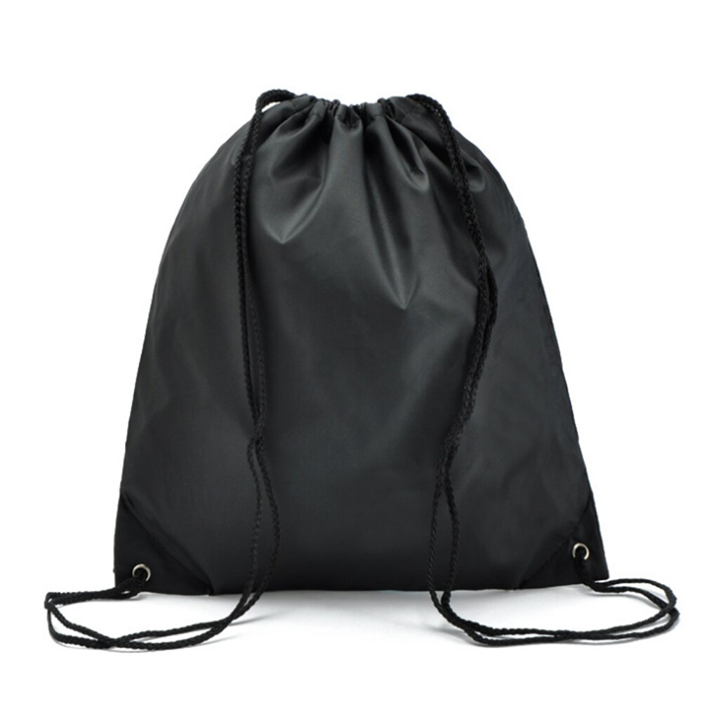 Sport Waterdichte Trekkoord Tassen String Tas Gedrukt Rugzak Pull Touw Mannen Vrouwelijke Oxford Gym Casual Tas: Black