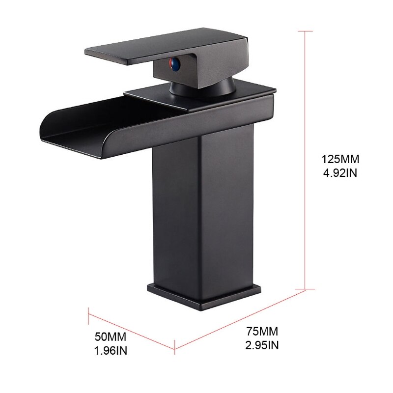 LED Waterfall Kitchen Bathroom Basin Sink Taps Faucet Temperature Color Change