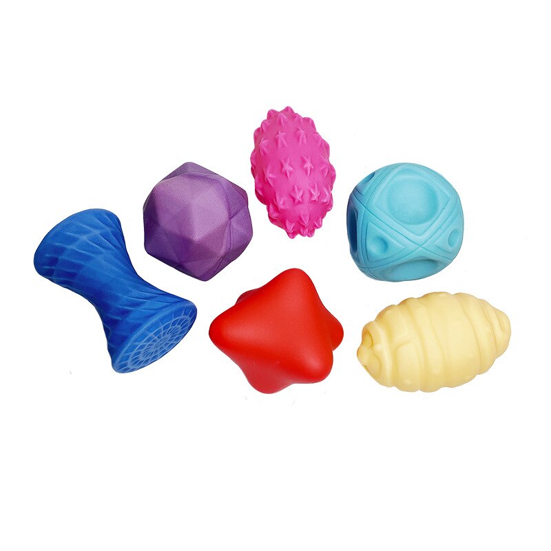 6 stk gummi struktureret multi taktile sanser berørings legetøj børn bold hånd sensorisk baby legetøj baby træning massage bløde bolde: 6 stk  tf376